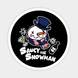 Saucy The Snowman - Frosty Humor - White Outlined, Color Version 1 Magnet